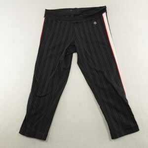 Lululemon Leggings Womens Size 2 Cropped Black Red White‎ Pinstripe Yoga Gym